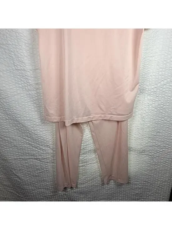 Vintage 60s Vanity Fair Satin Pajama Set Button Down Top And Cropped Pants Large - Picture 5 of 9